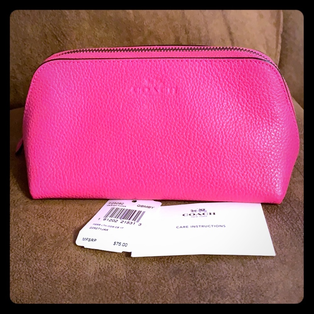 Coach hot pink cosmetic case